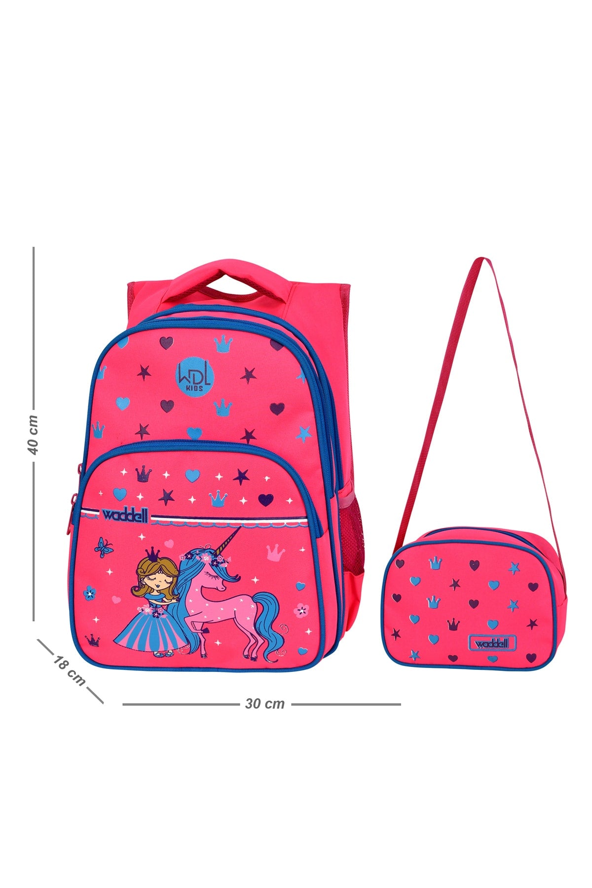 Licensed Pink Princess Pattern Primary School Backpack And Lunch Box