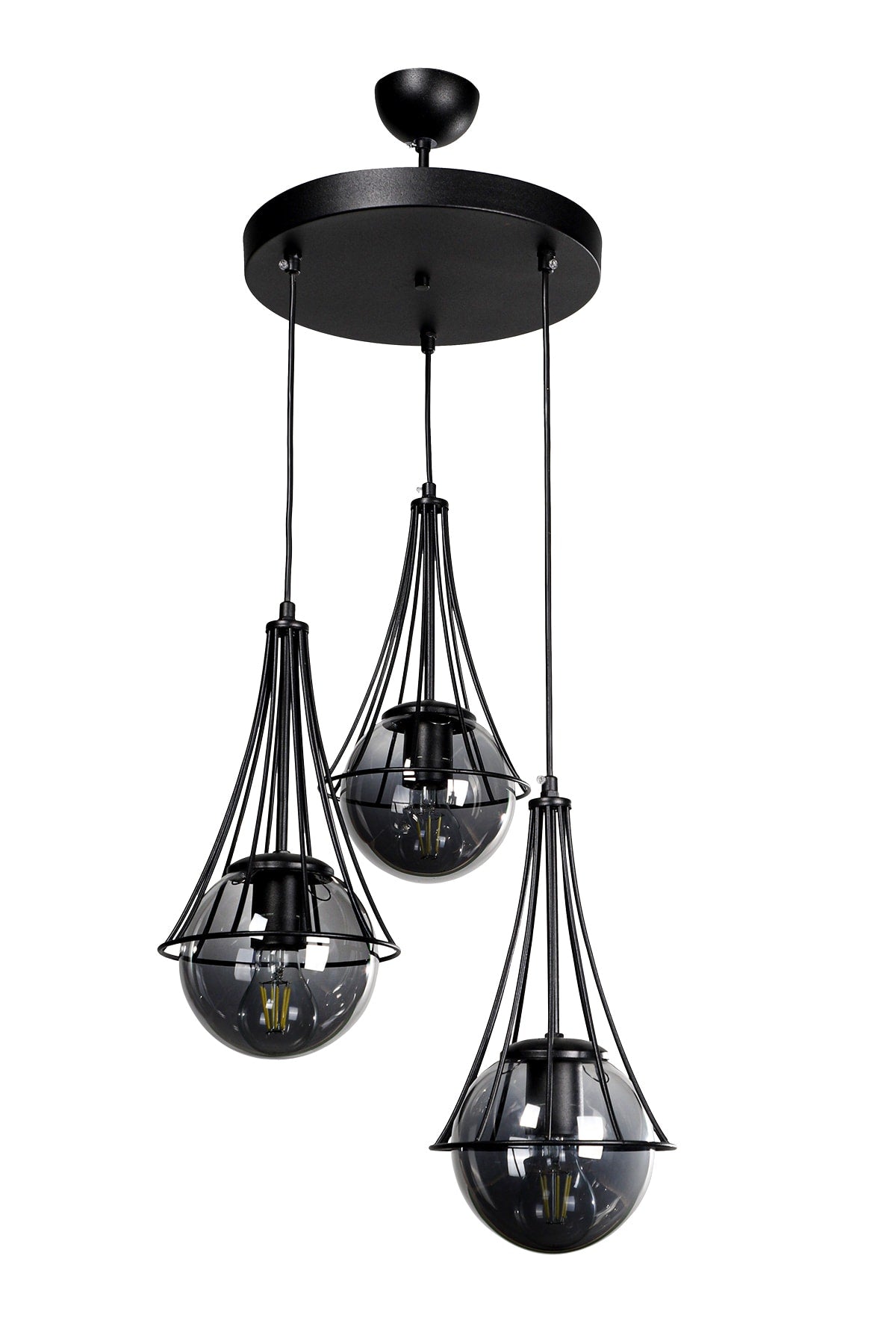 Lapis 3rd Black-smoked Globe Glass Chandelier