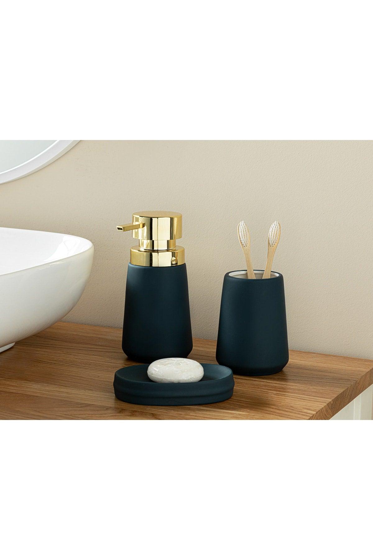 Soft Touch 3 Pcs Bathroom Set Navy Blue - Swordslife