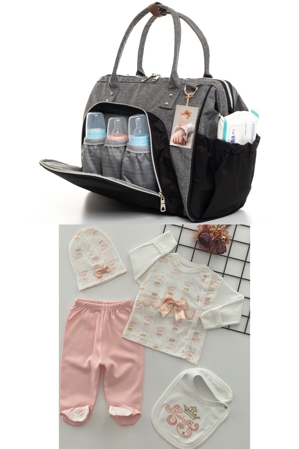 Elegance Mother Baby Care Shoulder-Handbag And 100% Cotton Hospital Outlet Set