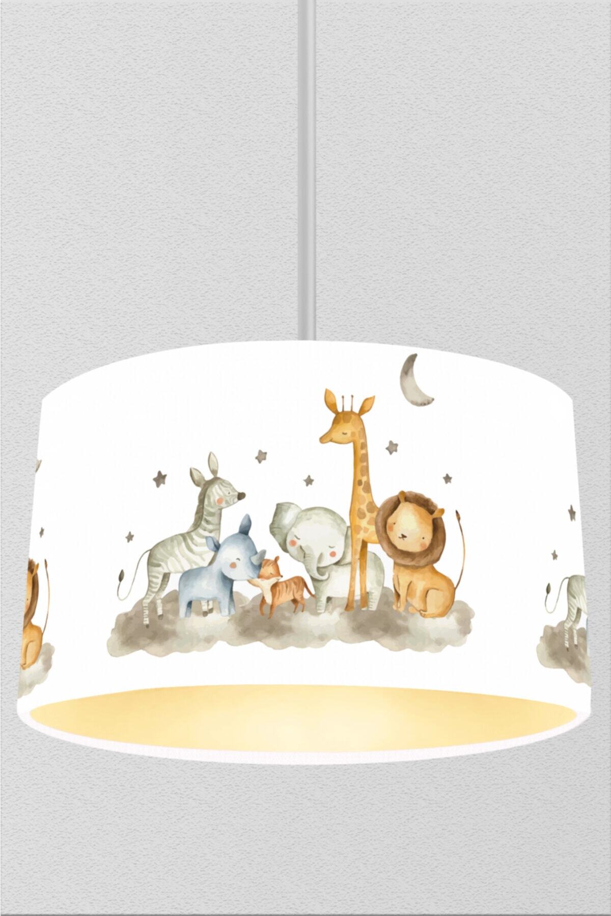 Cute Animals on Pastel Colored Clouds Children's Room Pendant Lamp Chandelier