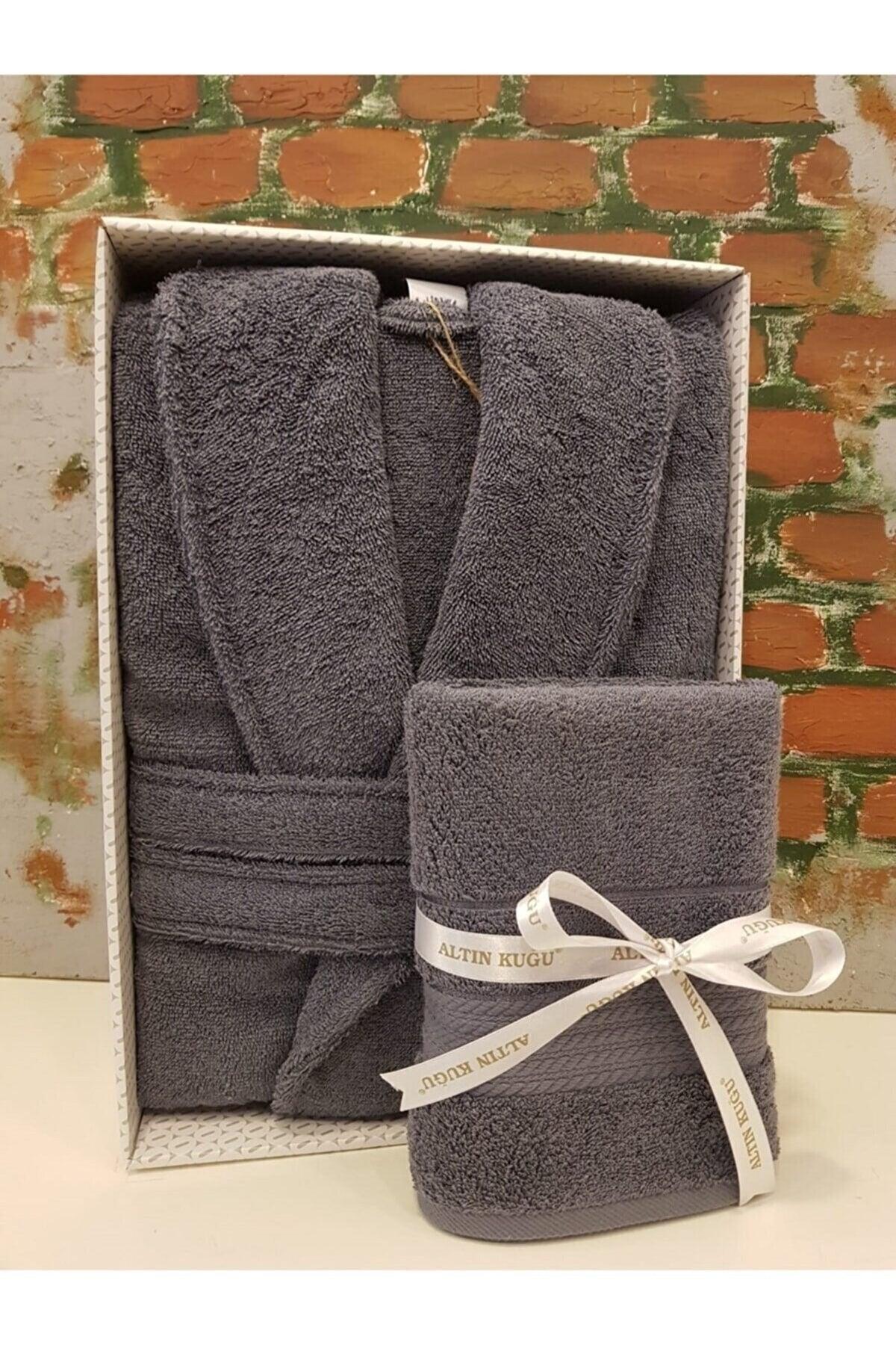 Trendy Salyaka Bathrobe + Head Towel- Anthracite - Swordslife