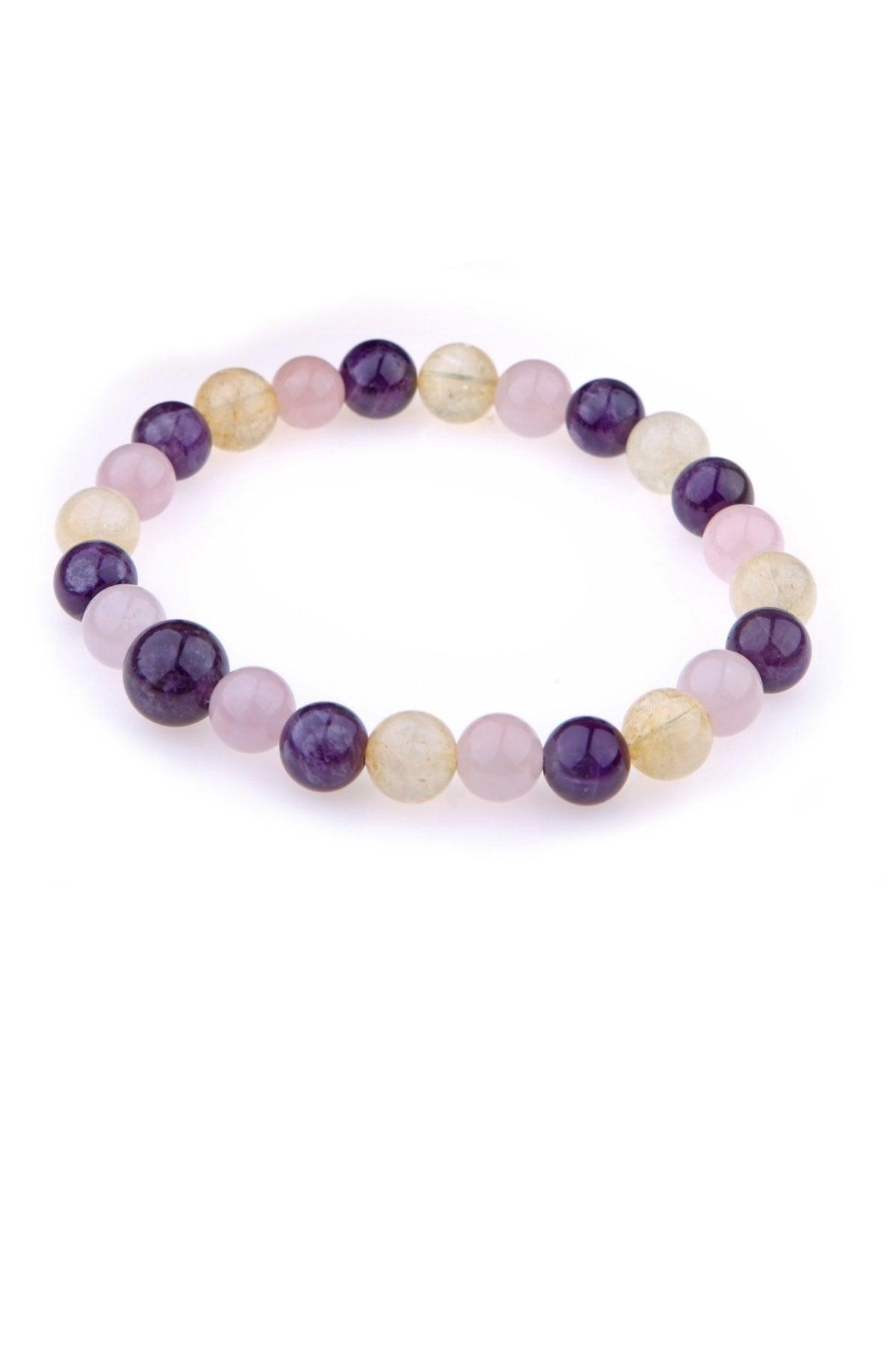 Certified Natural Stone Bracelet - Rose Quartz-amethyst-citrine - Swordslife