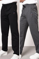 Men's Zipper Pocket Embroidery Detail Straight Leg Comfortable Cut 2-Pack Sweatpants