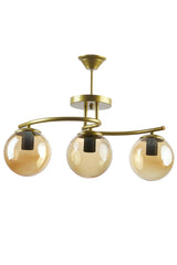 Linda Modern Antique Color Closed Honey Glass Living Room - Kitchen - Bedroom 3-Piece Chandelier