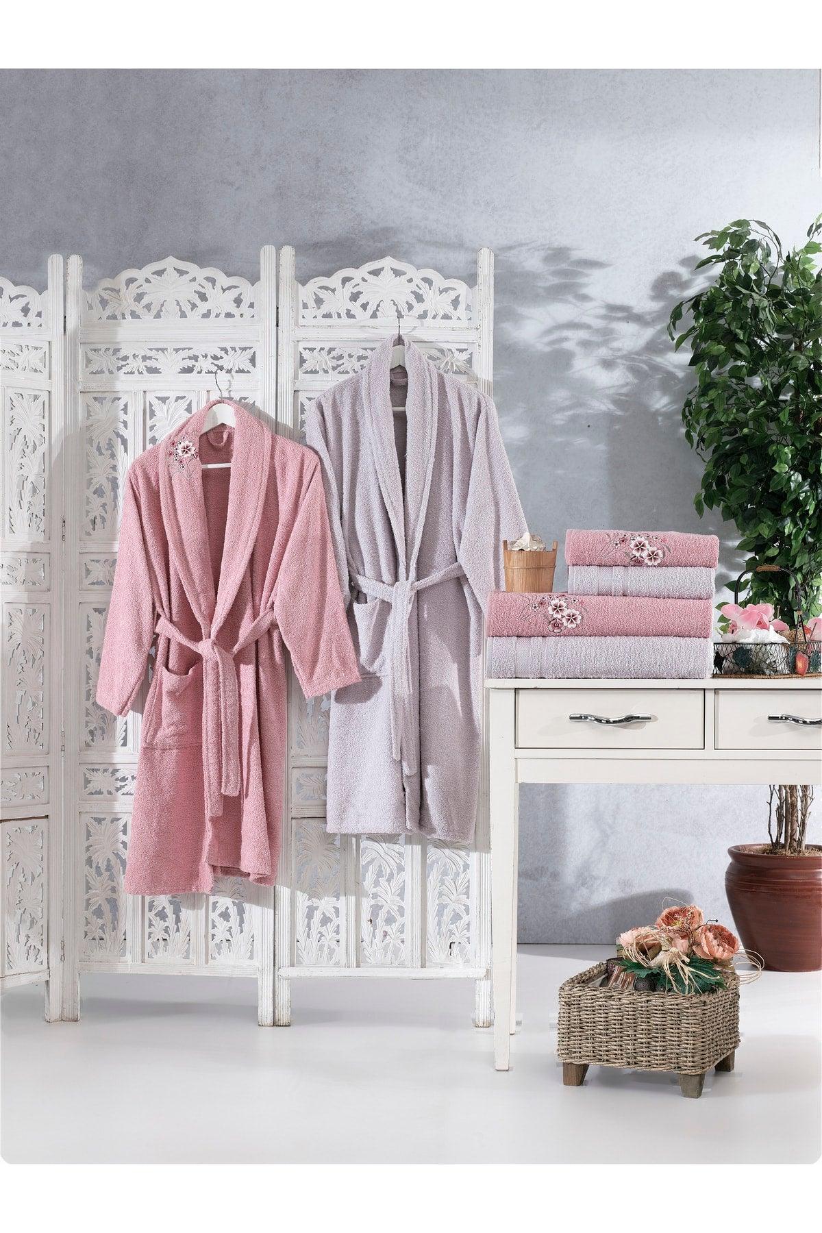 100% Cotton 3d Embroidery 6 Piece Family Bathrobe Set,bathrobe Set,dowry Set - Swordslife