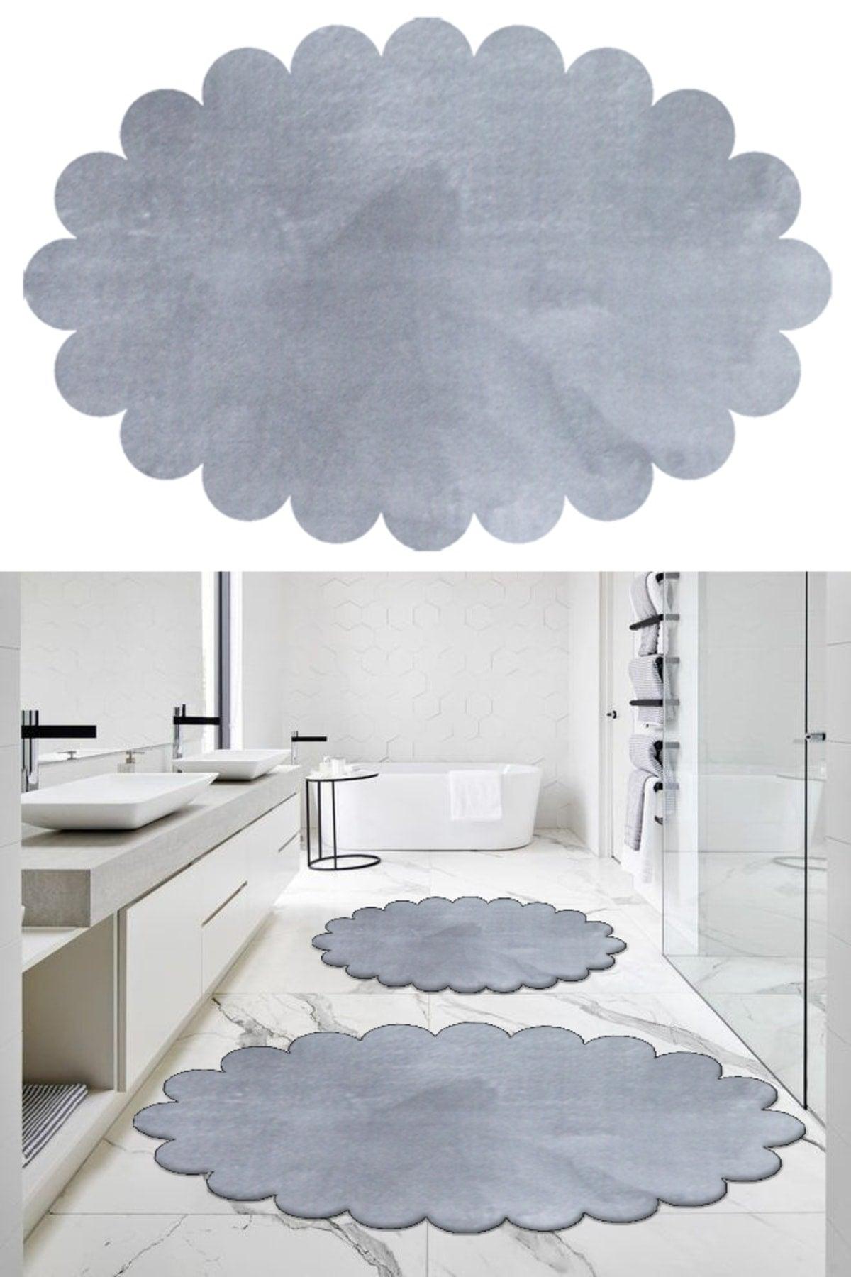 2 Pieces White Bathroom Rug Plush Carpet Closet Set 50x80(ellipse Daisy)-60x100(ellipse Daisy) - Swordslife