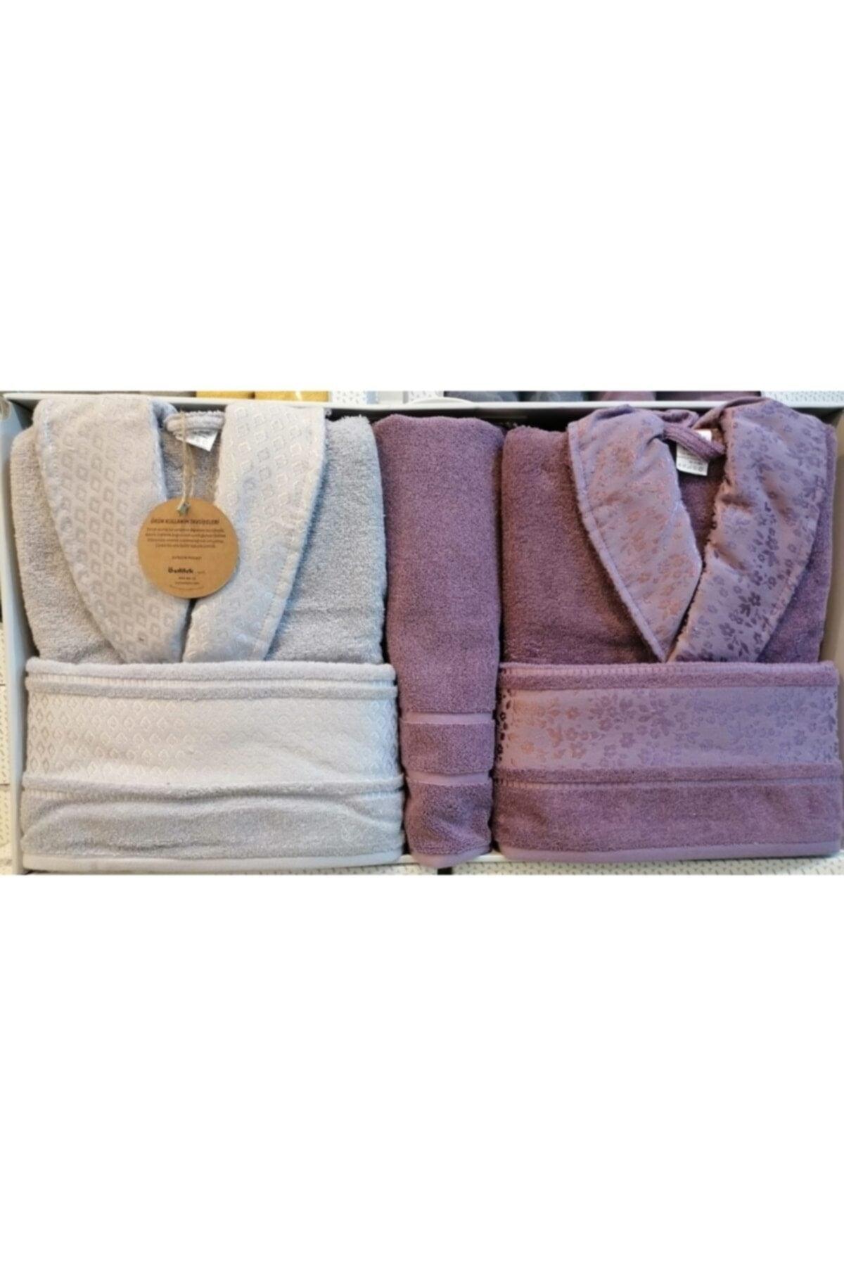 Camellia Happy Family Set Bathrobe Set Gray - Plum - Swordslife