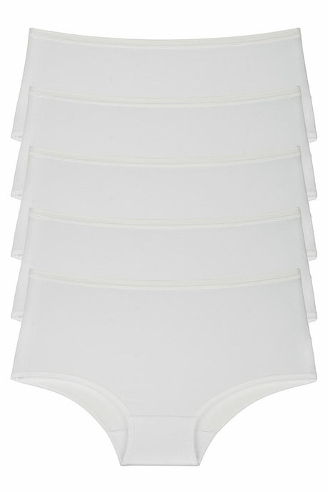 White Women's Panties 5 Pcs Pack High Waist - Swordslife