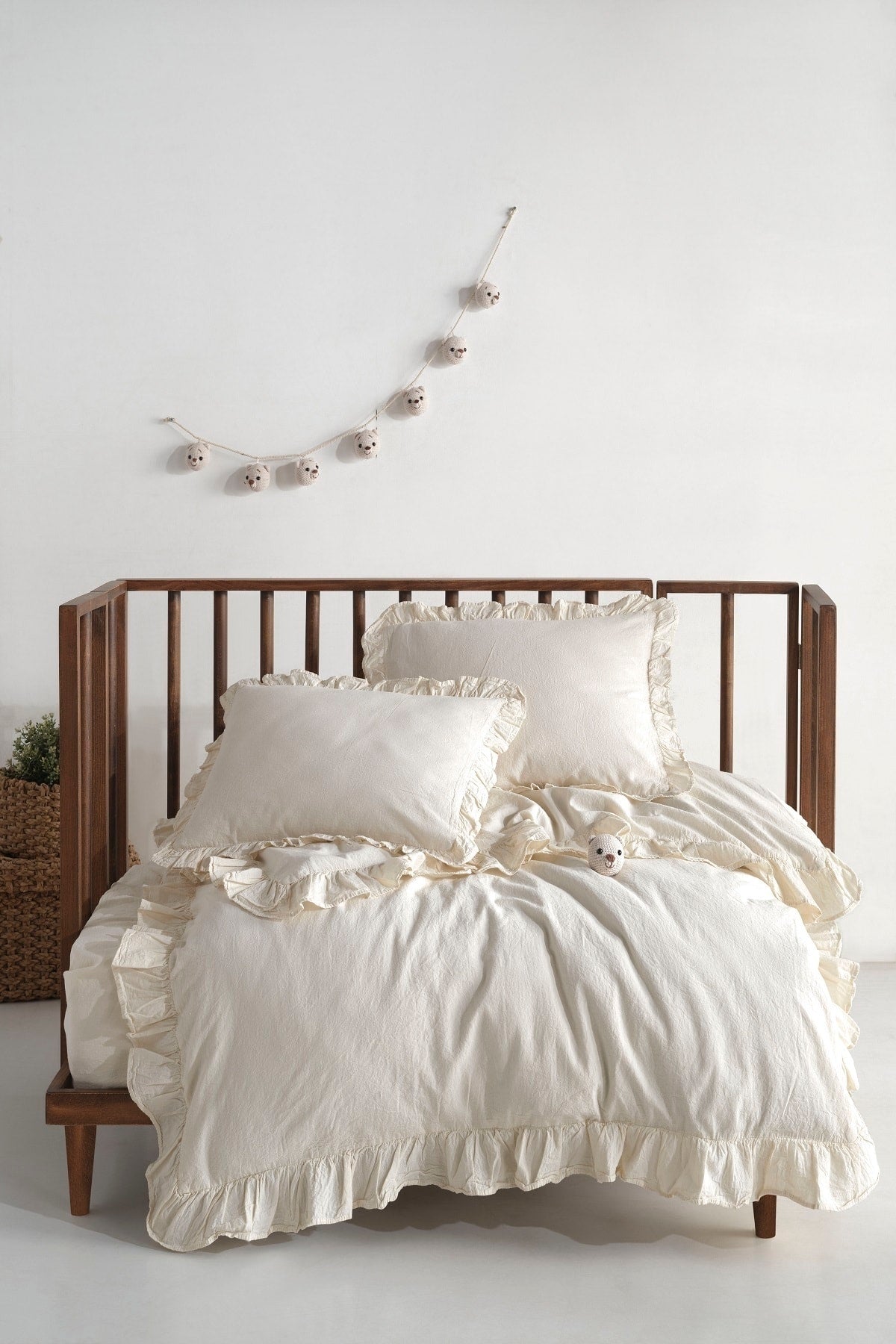 Pure Natural Bebe 100% Cotton Ruffle Washed Duvet Cover Set 100*150