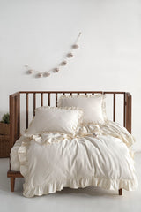 Pure Natural Bebe 100% Cotton Ruffle Washed Duvet Cover Set 100*150
