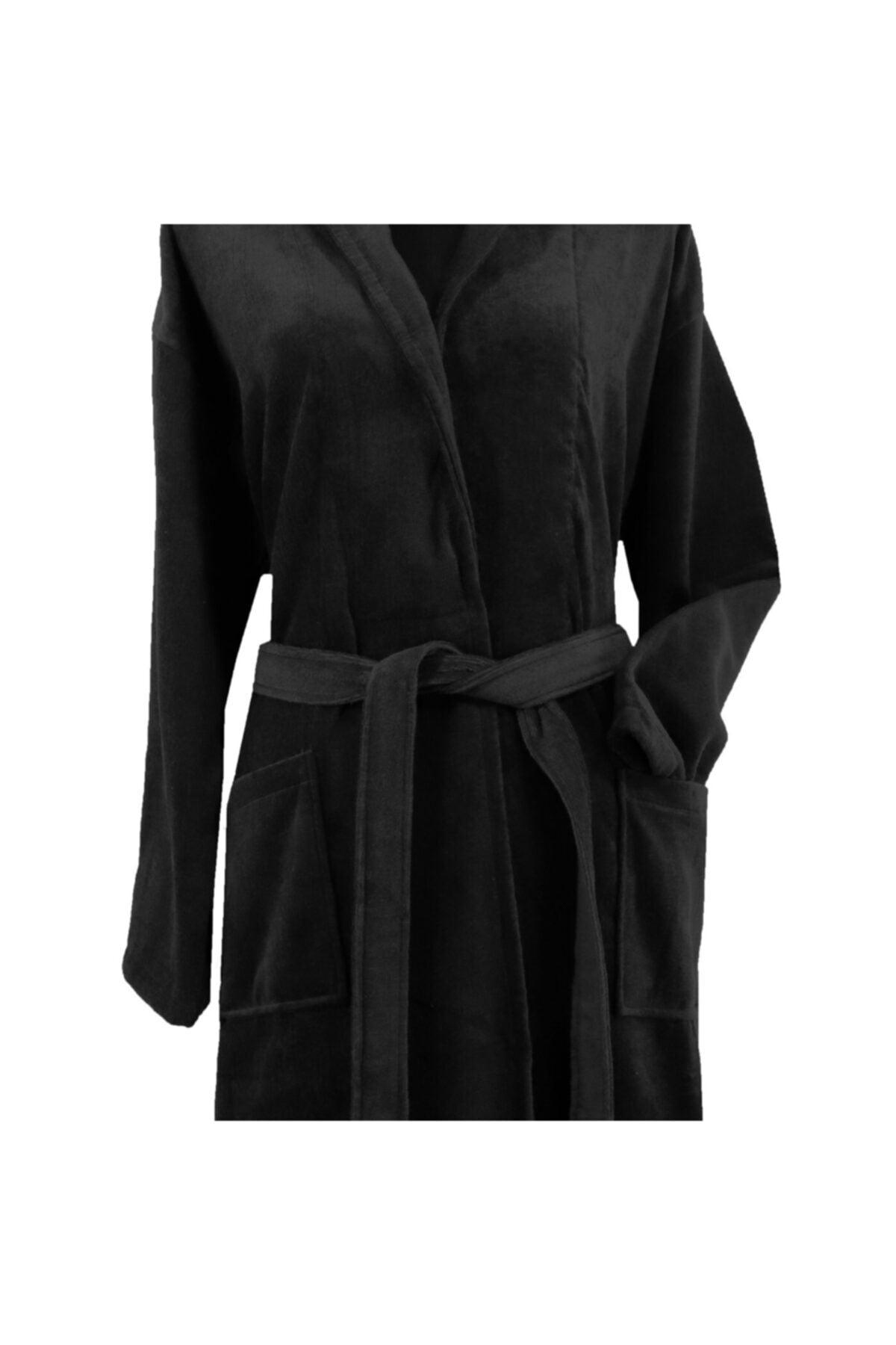 Cotton Velvet Unisex Bathrobe -basic Black/m - Swordslife