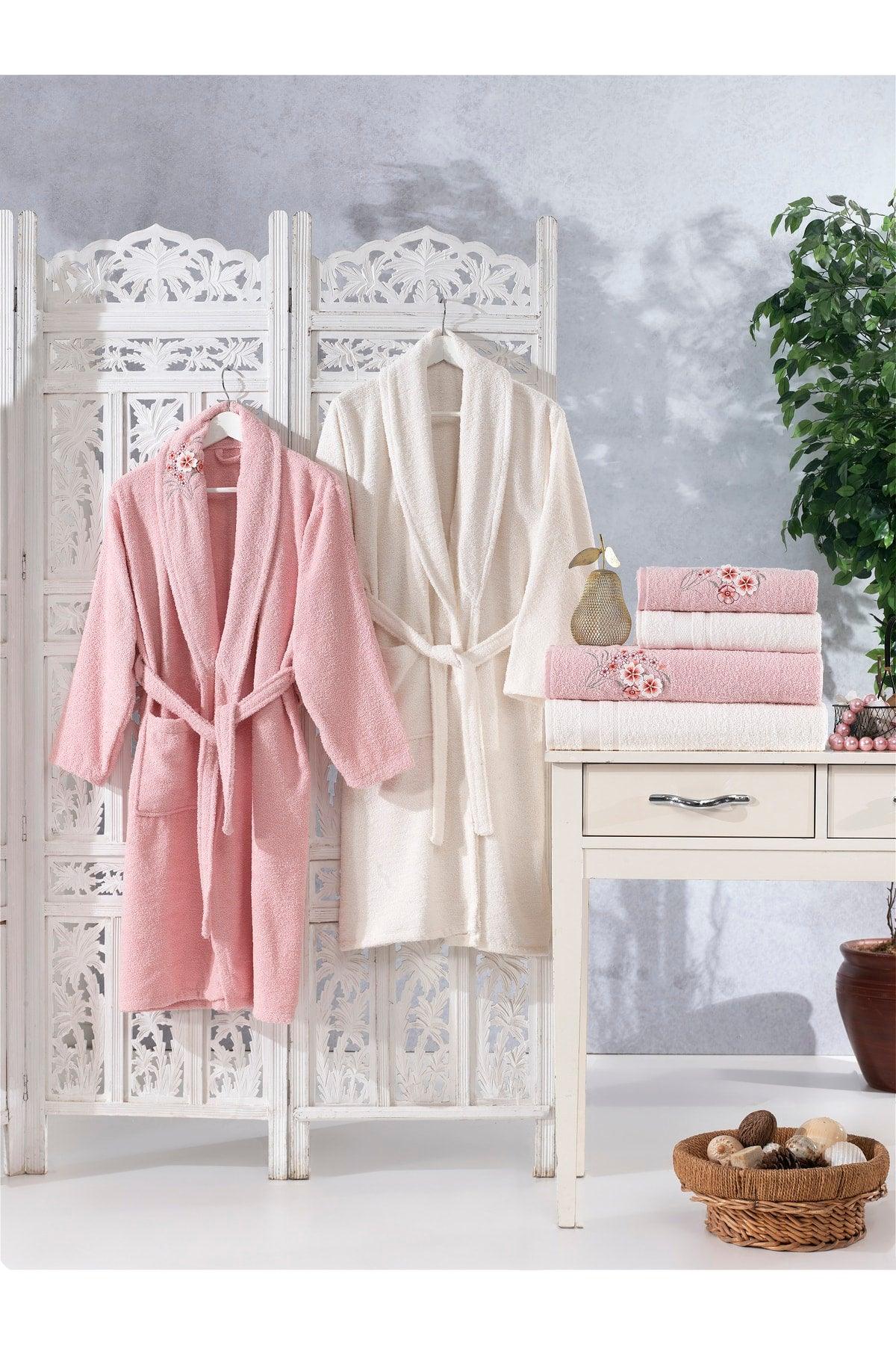 100% Cotton 3d Embroidery 6 Piece Family Bathrobe Set,bathrobe Set,dowry Set - Swordslife