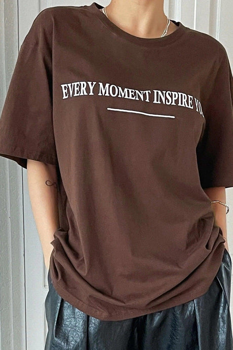 Printed Brown Oversize T-shirt Shoulder Tee - Swordslife
