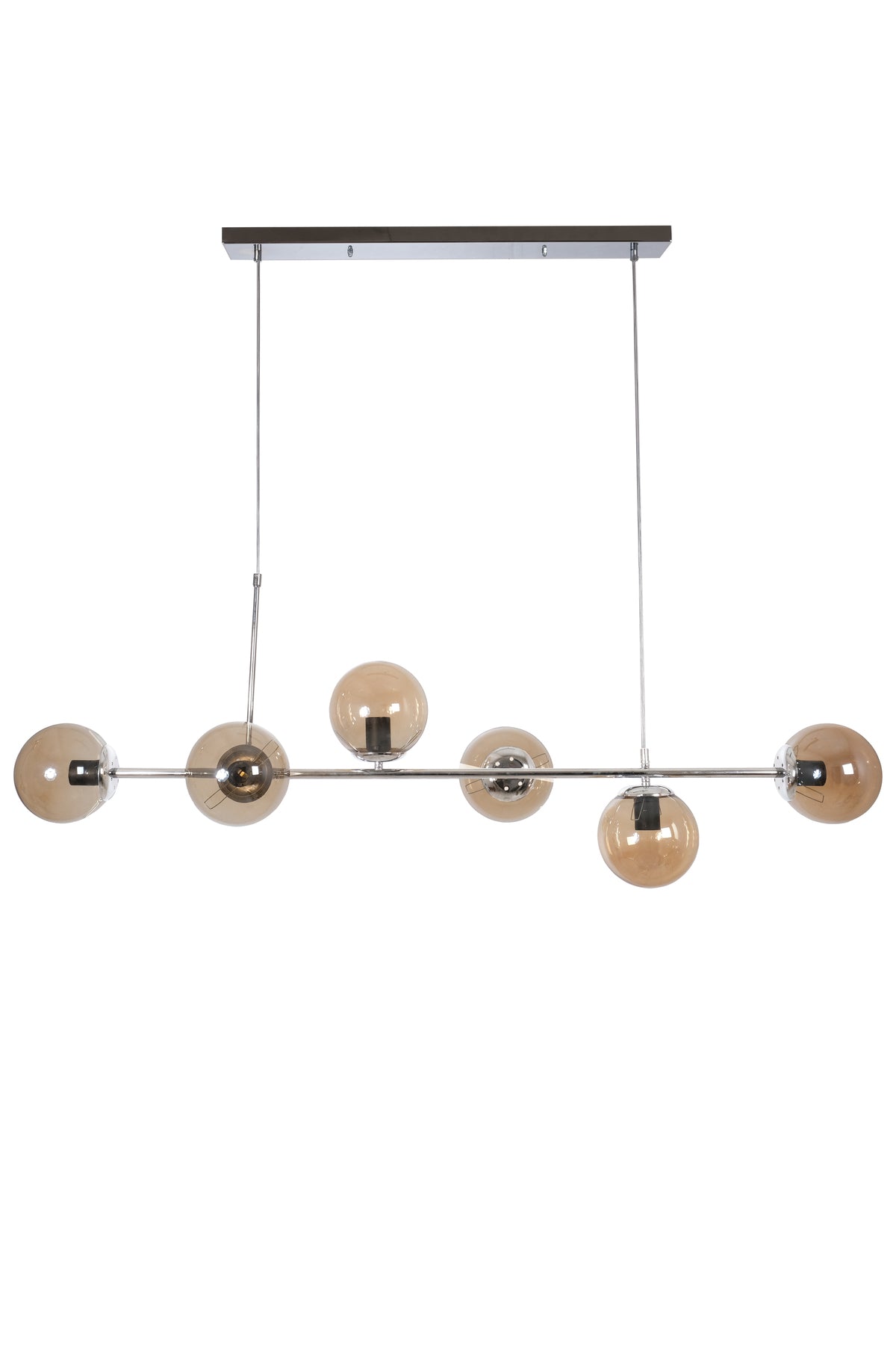 Simao Modern Design Chrome Color Honey Glass Living Room - Dining Table Top - Kitchen 6-Piece Chandelier