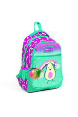 Kids Water Green Pink Three Compartment School Bag 23491