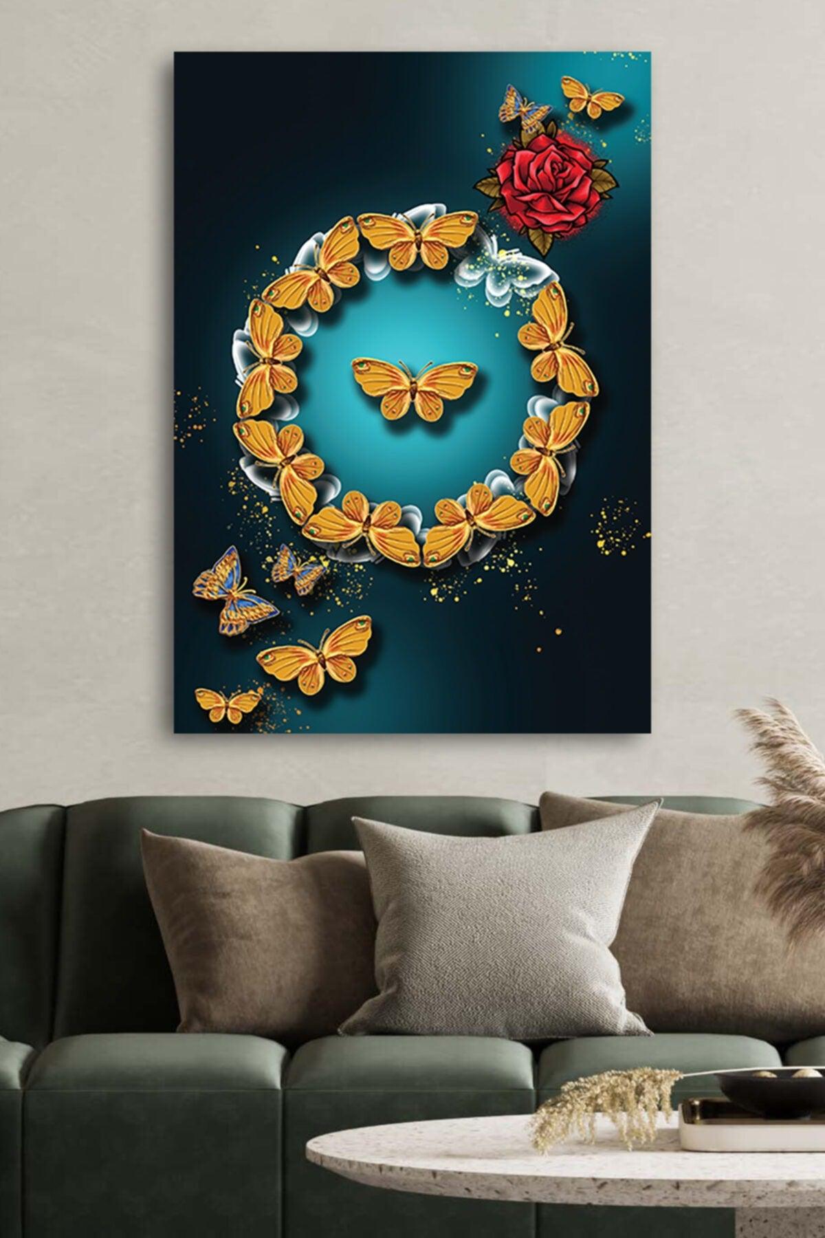 Canvas Printed Modern Decorative Rose Butterfly Home Office Hotel Decor Gift Painting - Swordslife