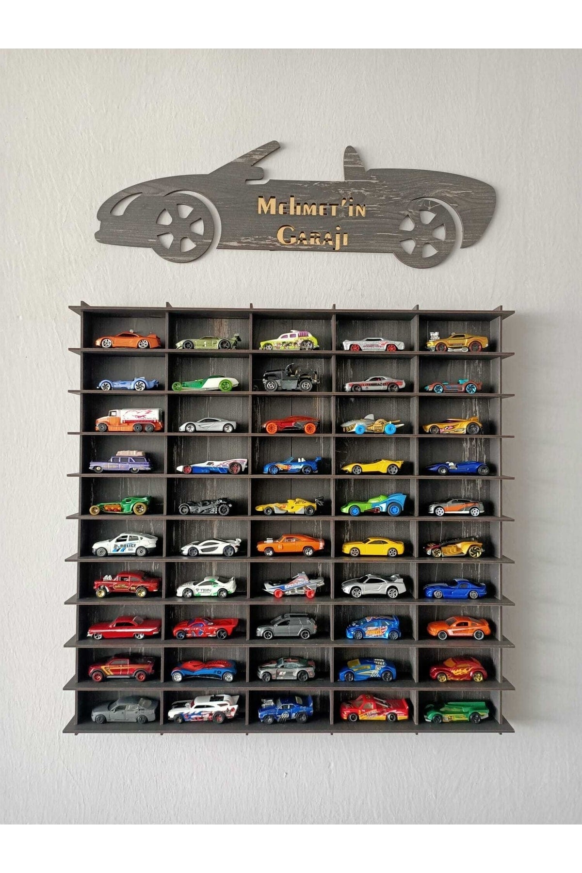 Toy Car Rack 50pcs Tumbled Black (Suitable For Hotwheels And Matcbox Cars)