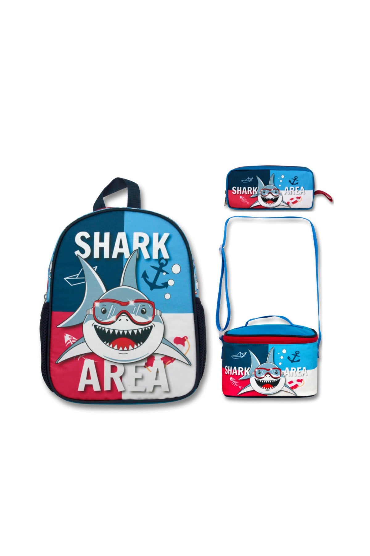 -Umit Bag Shark Kindergarten Bag Lunch & Pencil Bag Set