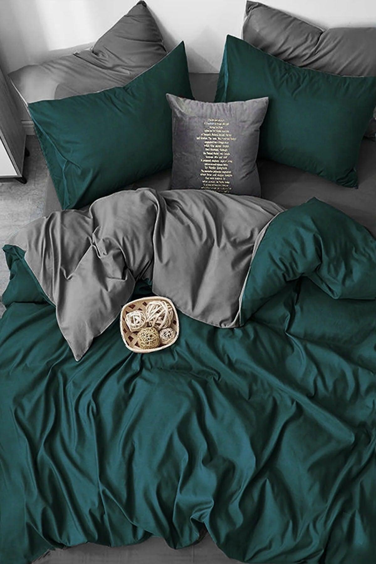 Double Linen Duvet Cover Set Petrol - Gray - Swordslife