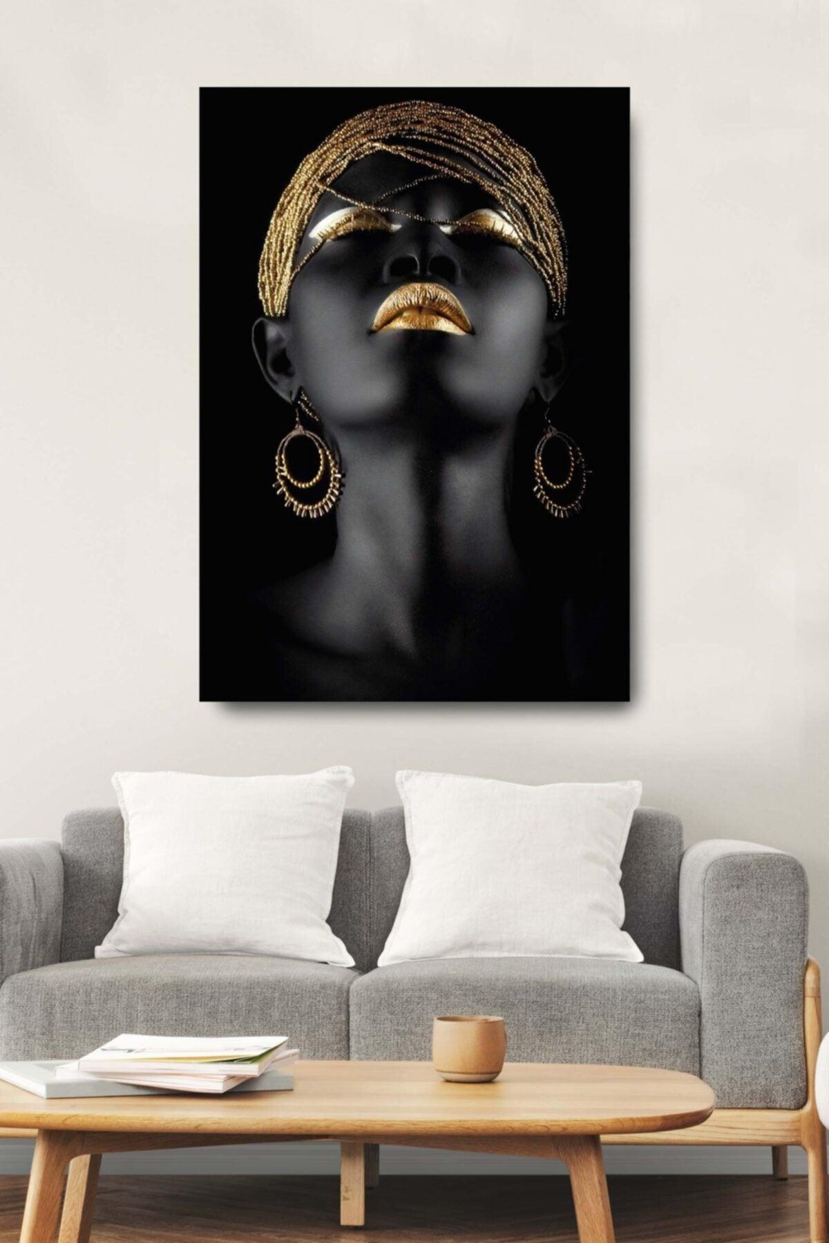 Gold Gold Lipstick Woman Decorative Canvas Wall Painting - Swordslife