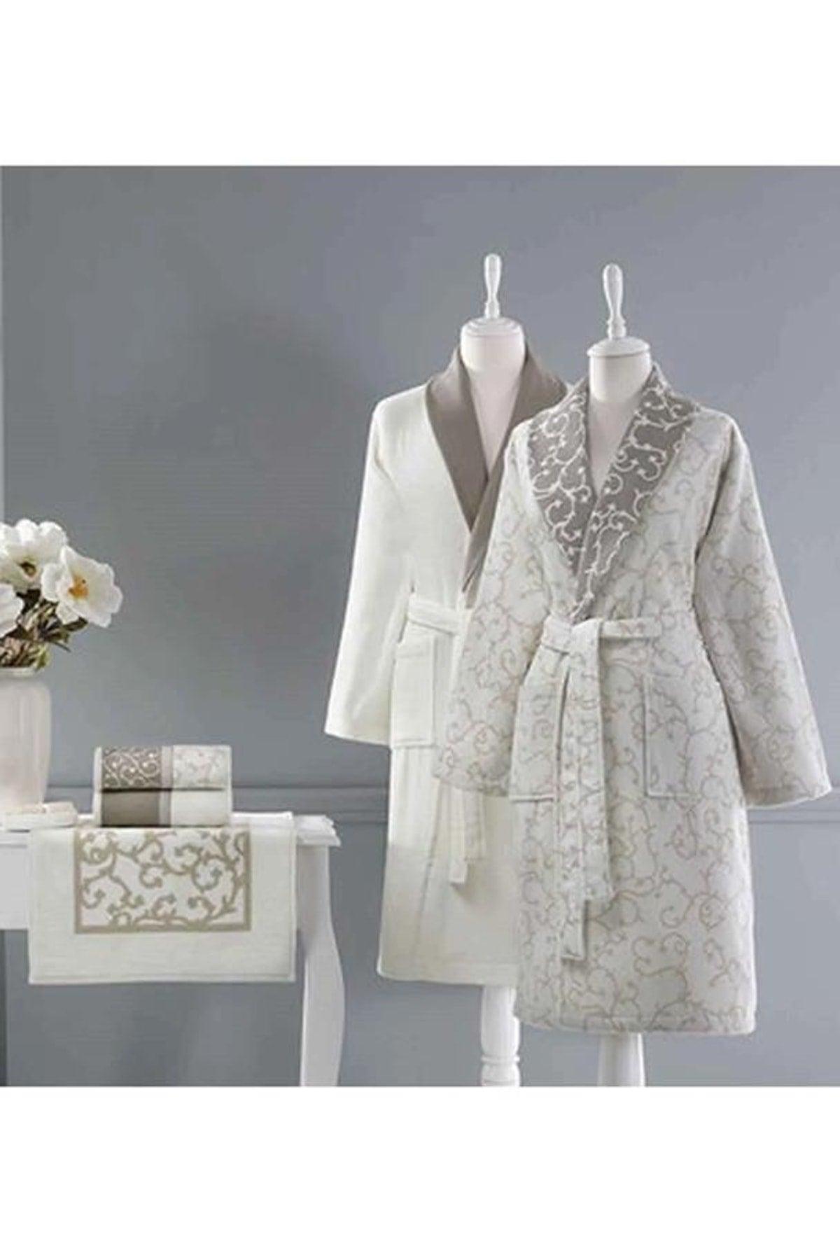 Bathrobe Set Jalen Happy Set Family Set 5 Pieces Cream-cream - Swordslife