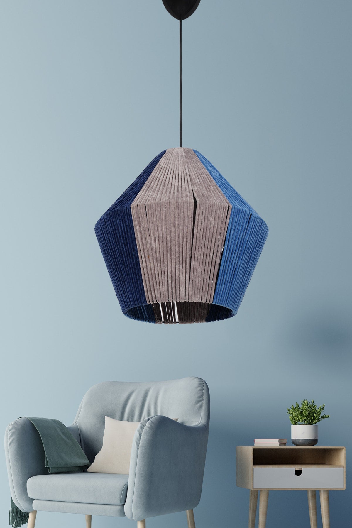 Navette Pendant Lamp Chandelier Navy Blue Gray Blue