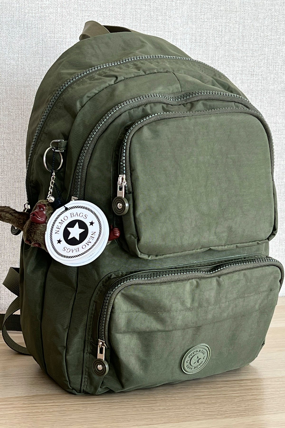Fcstore Crinkle Fabric Waterproof Medium Size Khaki Clinker Backpack/laptop School Bag