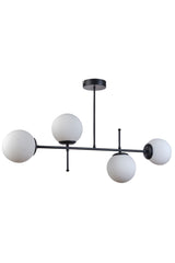 Feris Modern Design Living Room Kitchen Bedroom Black Color White Glass 4-Piece Chandelier