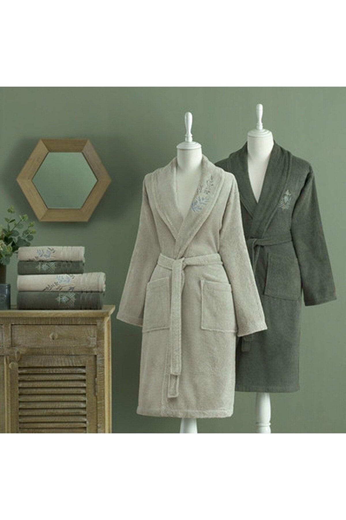 Soft Leaf Family Bathrobe Set Green - K.green - Swordslife