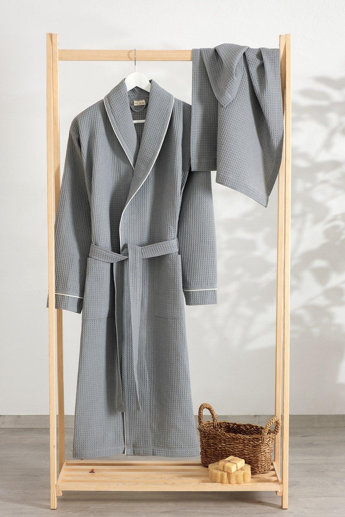 Soho Pike Bathrobe + Towel Set Gray - Swordslife