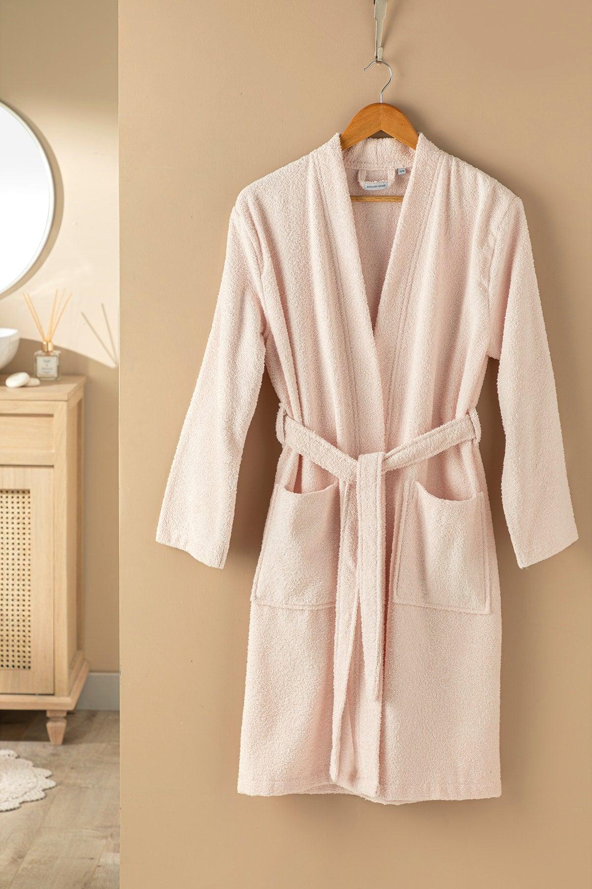 Plain Cotton Women's Bathrobe L-xl Light Pink - Swordslife