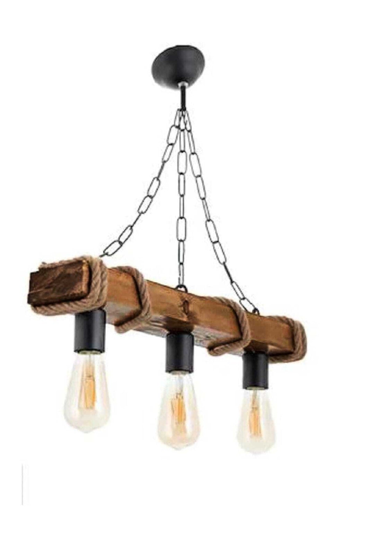 Authentic Wood Natural Log Rope 3-Piece Chandelier (Dark Colour). 3838d3