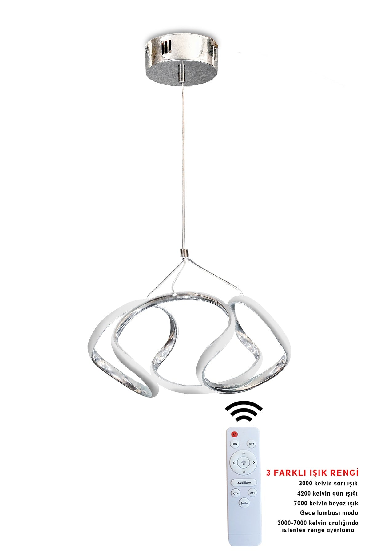 3 Color Chrome Controlled LED Chandelier Drone