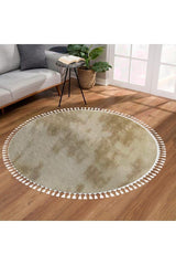 Dinarsu Fringed Single Round Post Plush Bath Mat Gel Non-Slip Floor Checker 100 Cm - Swordslife