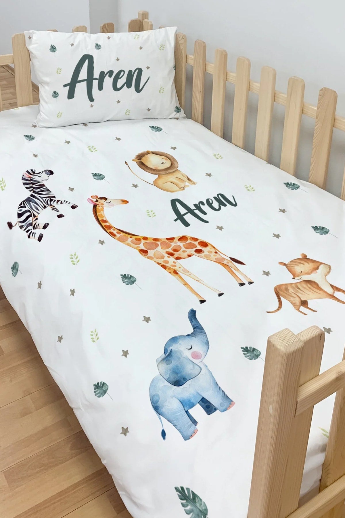Custom Montessori Micro Satin Duvet Cover Set Animal