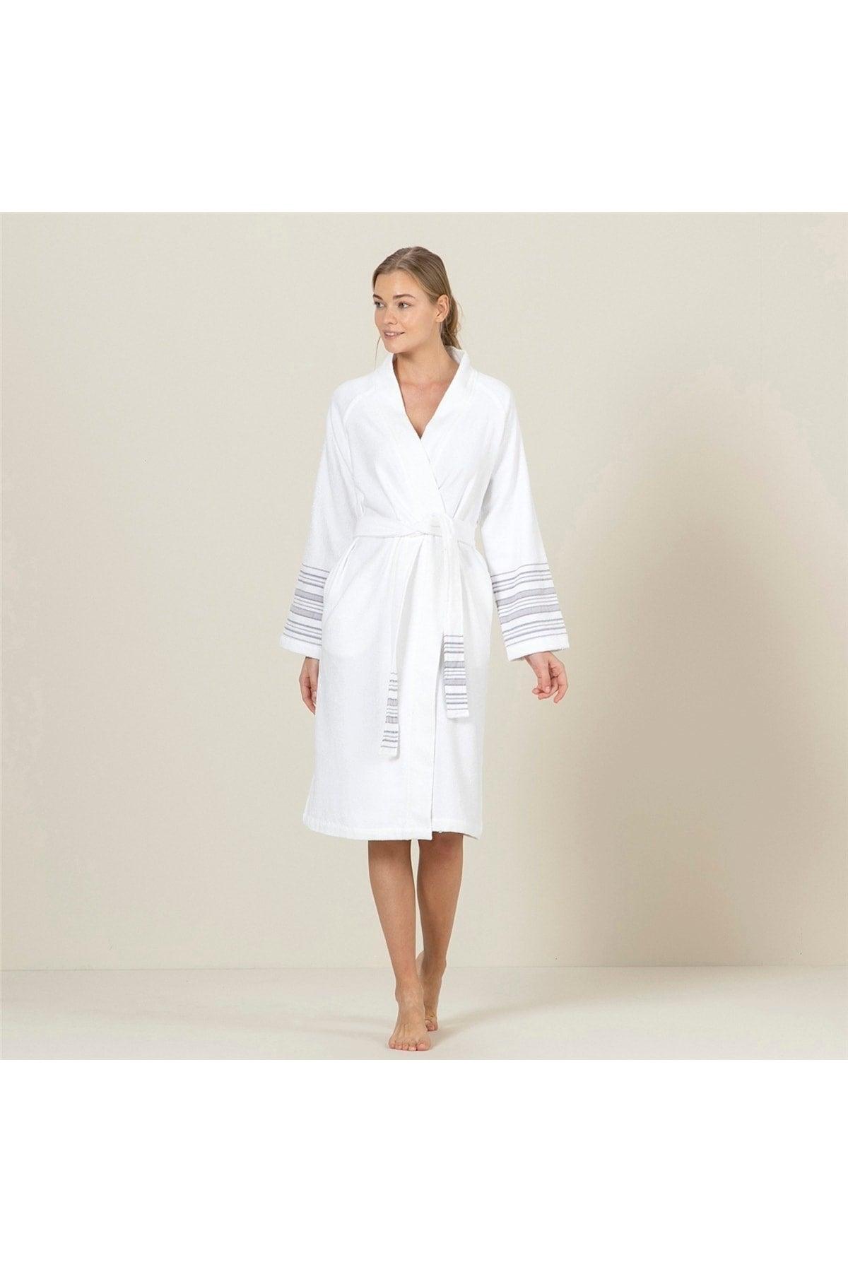 Deep Unisex Bathrobe White/warm Gray - Swordslife