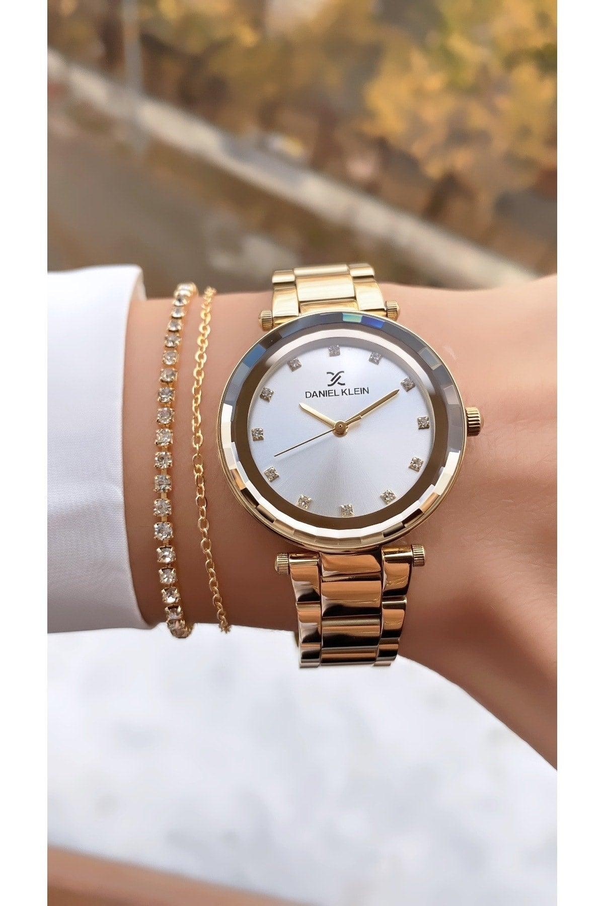 Women's Gold Color Stone Inlaid Steel Band + Gift Bracelet Wristwatch - Swordslife