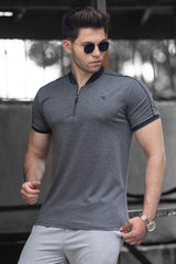 Anthracite Polo Neck Men's T-Shirt 9281