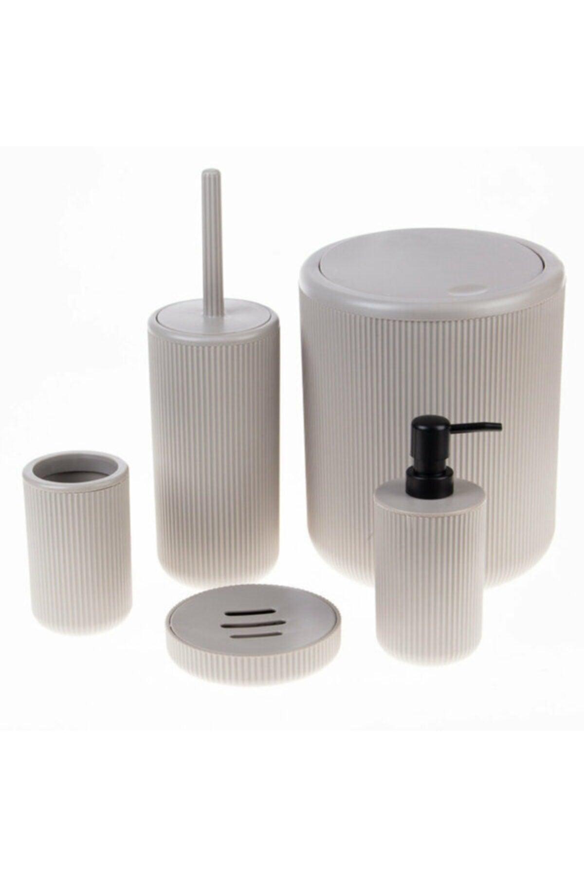 Bathroom Set With Bucket 5 Pieces Dante Luna Light Gray 13177 Dgticaret 7000000020713 - Swordslife