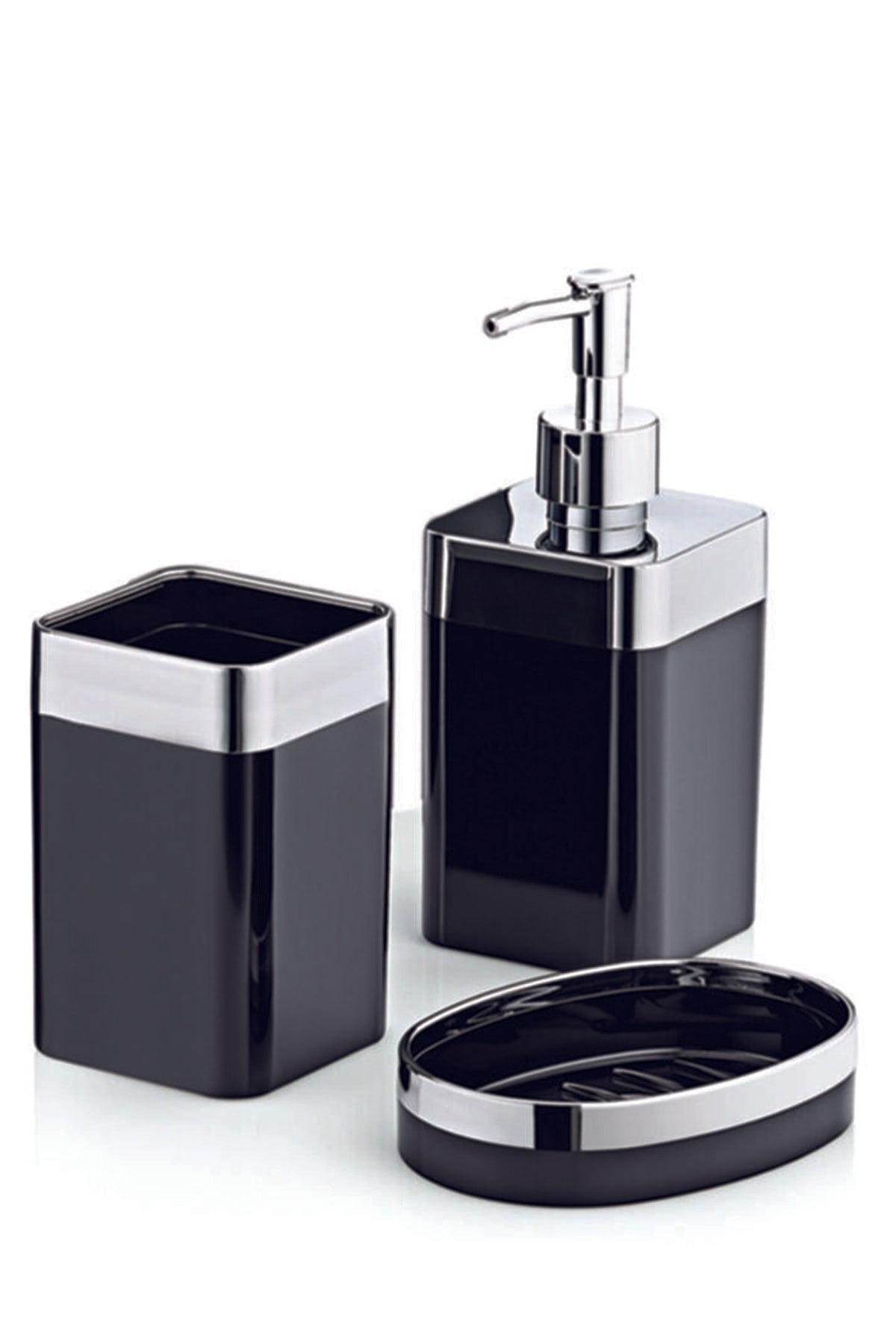 3 Piece Acrylic Metallized Coated Luxury Bathroom Set Black - Swordslife