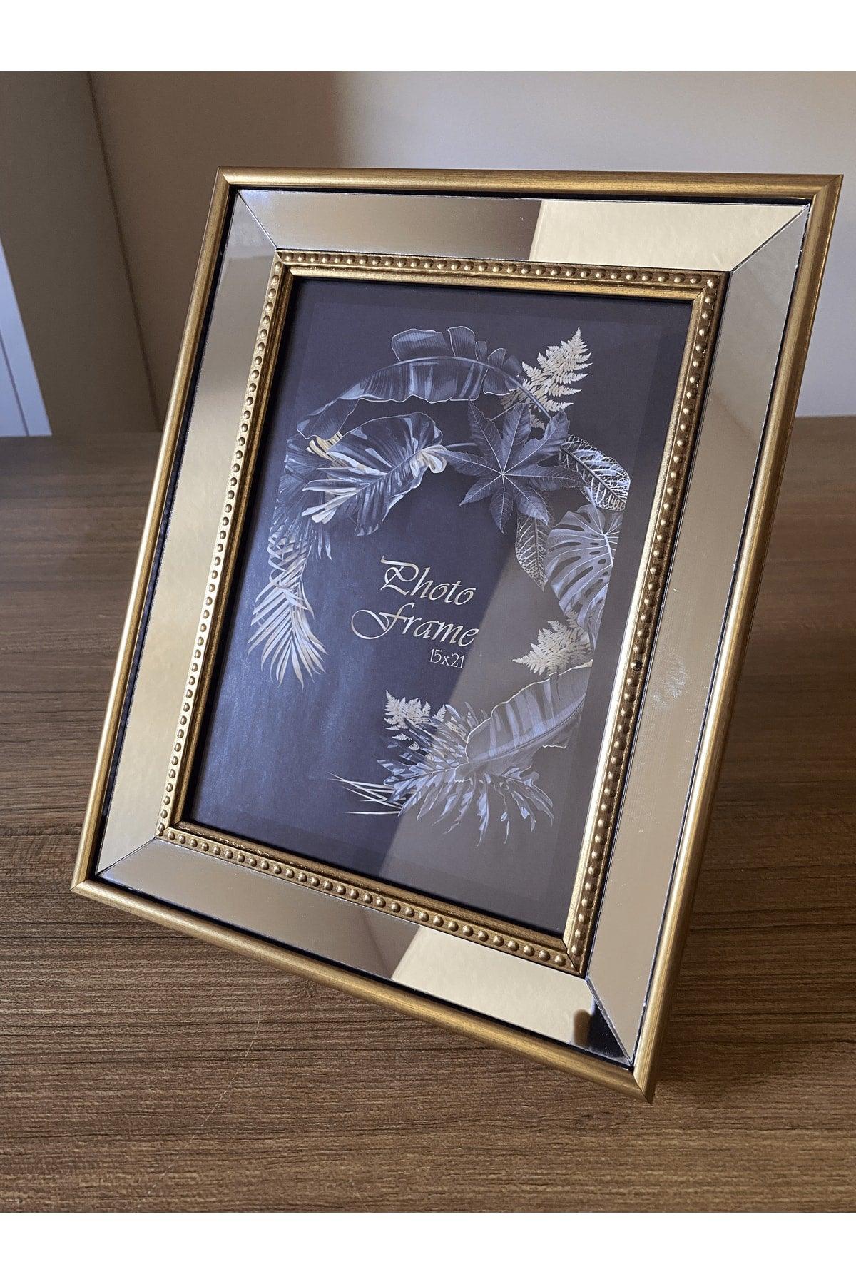 Mirrored Frame, Gold Mirrored Photo Frame, Glass Frame 15x21cm - Swordslife