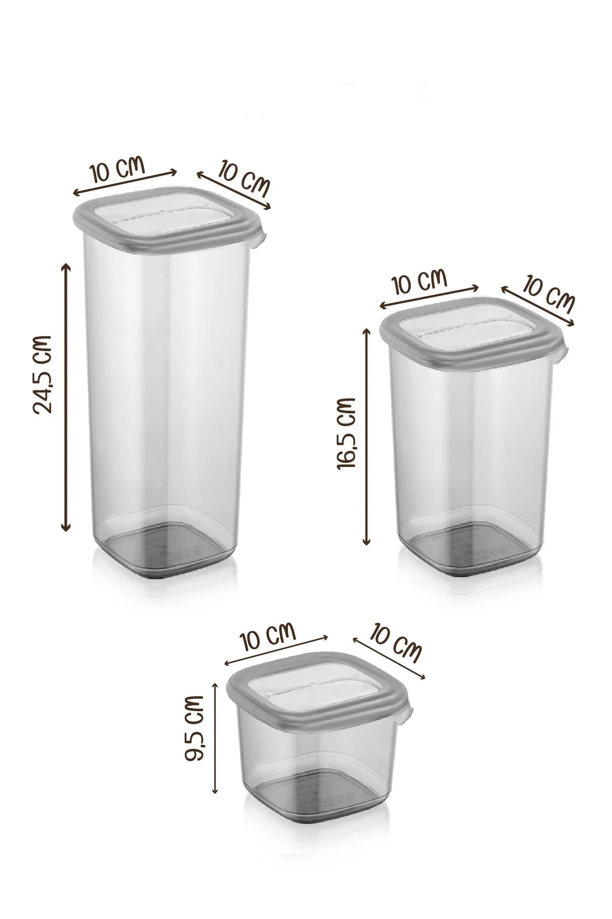 Set of 18 Labeled Square Food Storage Containers x6(550ml-1200ml-1750ml) Hard Lid Jar