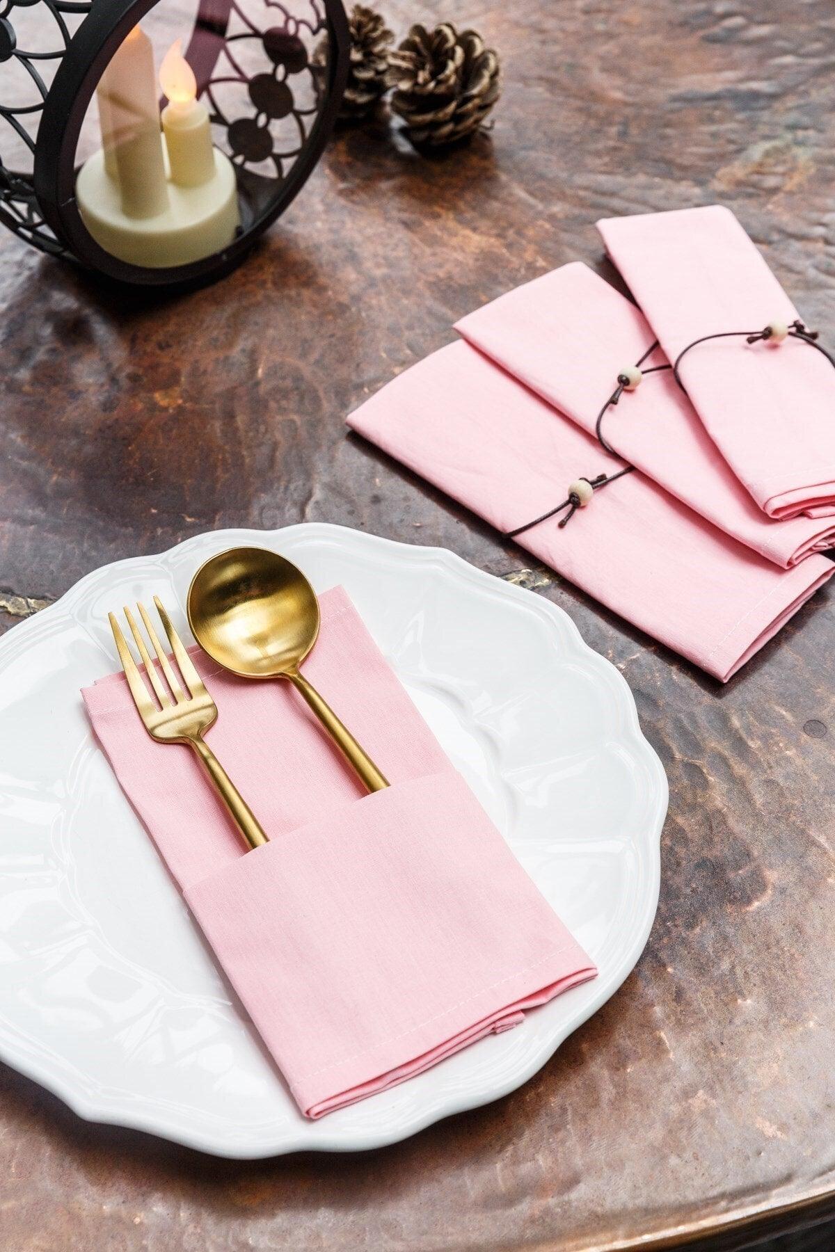 6 Piece Dusty Pink Cotton Fabric Service Presentation Napkin - Swordslife