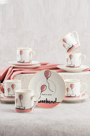14380 Weekend 6 Person 12 Piece Turkish Coffee Cup Set