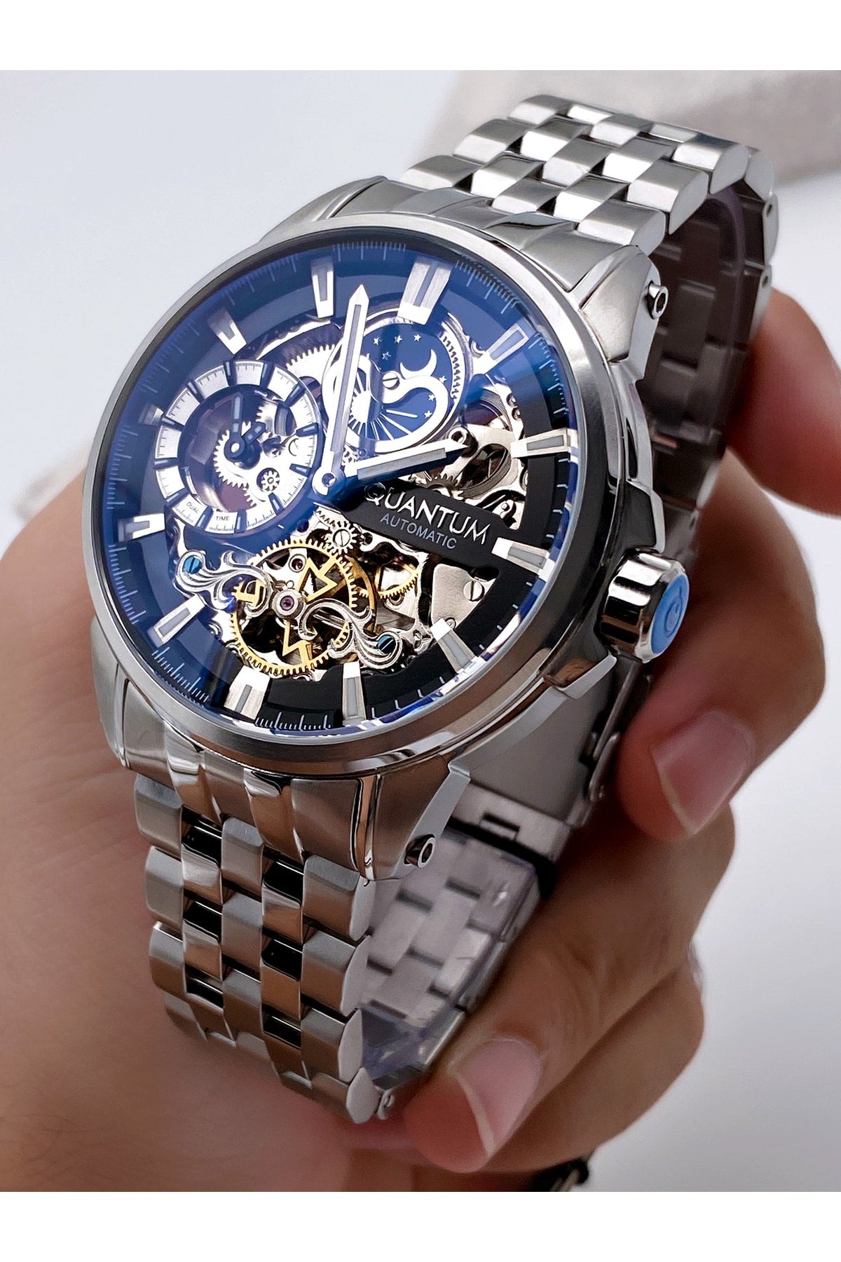 Automatic Luxury Men's Wristwatch & Sc Silver Collection Bracelet