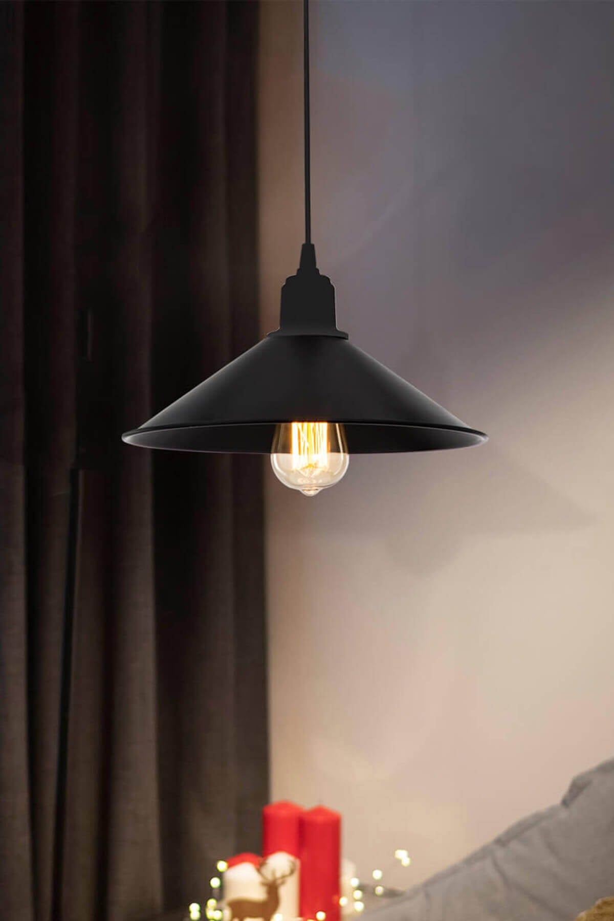 Large Maya Single Pendant Lamp Black