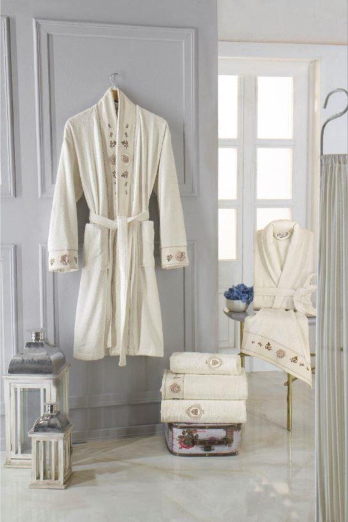 Bamboo Bathrobe Set Duygu Cream - Swordslife