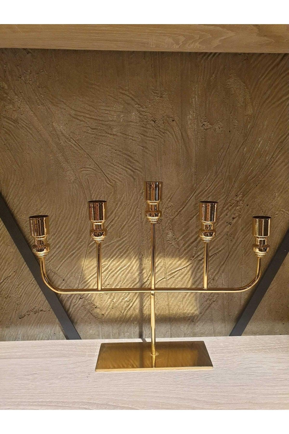 Laura Gold Plated 5 Lux Candlestick - Swordslife