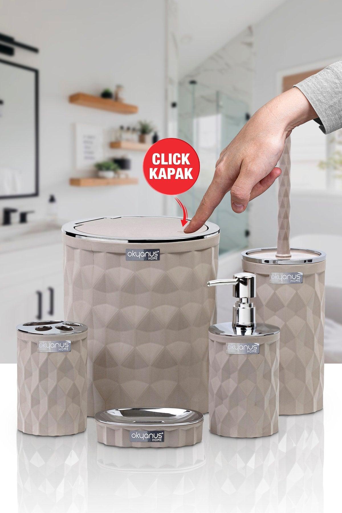 Diamond Mink Chrome Click Cover 5 Pcs Bathroom Set - Swordslife